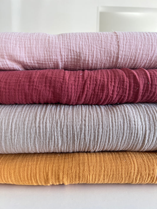 Tissu Gaze Rose Pâle – 100% Coton Oeko-Tex – Coupon de 50 cm - Môme - Petits Patrons