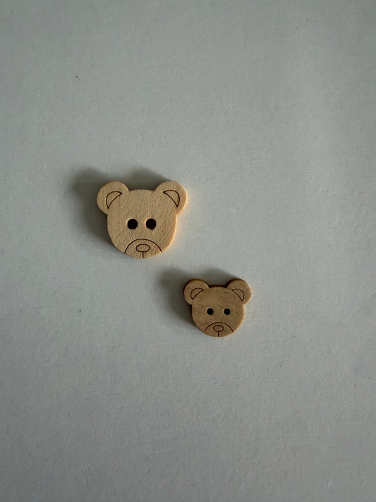 Lot de 10 boutons en bois gravés "ours"