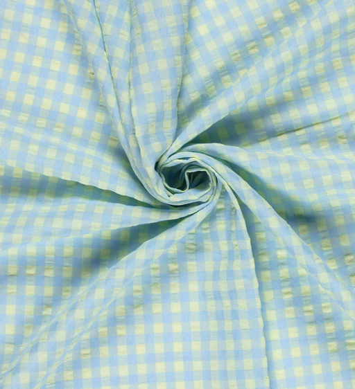 Seersucker imprimé vichy menthe - OEKO-TEX® – Coupon de 50 cm