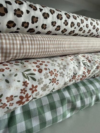 Tissu Popeline imprimé vichy vert - OEKO-TEX® – Coupon de 50 cm