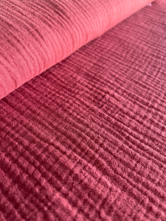 Tissu Gaze Terracotta – 100% Coton Oeko-Tex – Coupon de 50 cm - Môme - Petits Patrons