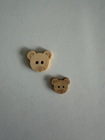 Lot de 10 boutons en bois gravés "ours"