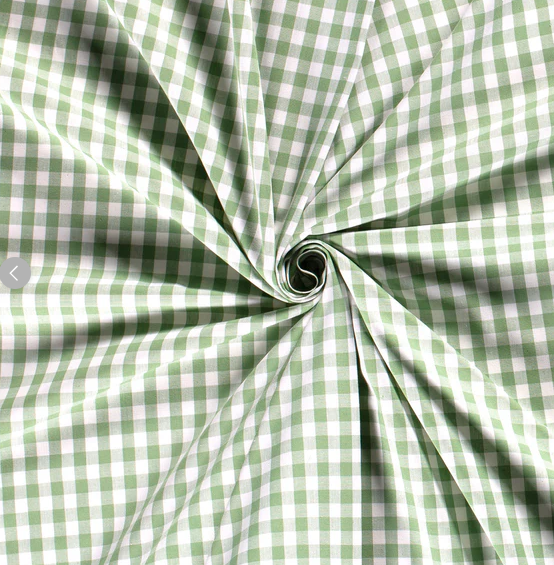 Tissu Popeline imprimé vichy vert - OEKO-TEX® – Coupon de 50 cm