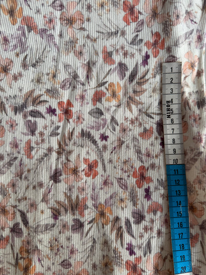 Tissu Jersey Côtelé Fleuri OEKO-TEX® – Coupon de 50 cm