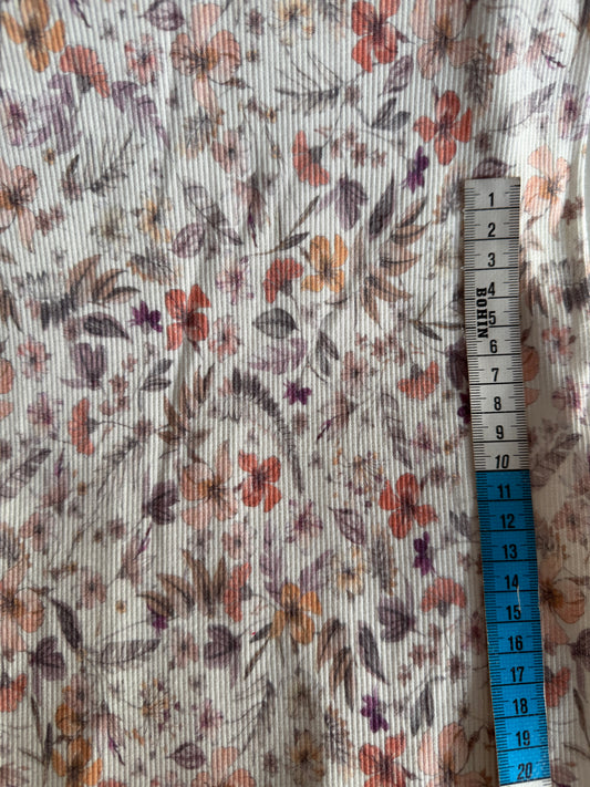 Tissu Jersey Côtelé Fleuri OEKO-TEX® – Coupon de 50 cm